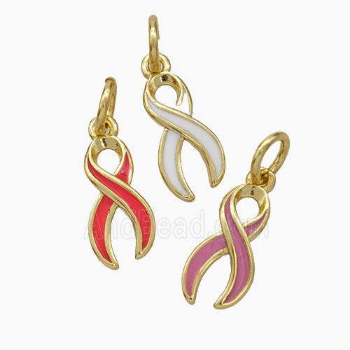 Awareness Ribbons Charms Copper Pendant Enamel Gold Plated Mixed