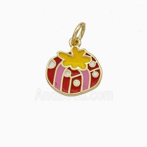 Christmas Gift Charms Copper Pendant Multicolor Enamel Gold Plated