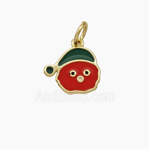 Christmas Gingerbread Man Charms Copper Pendant Red Enamel Gold Plated