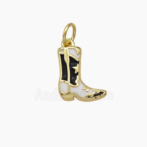 Boot Charms Copper Shoe Pendant Enamel Gold Plated