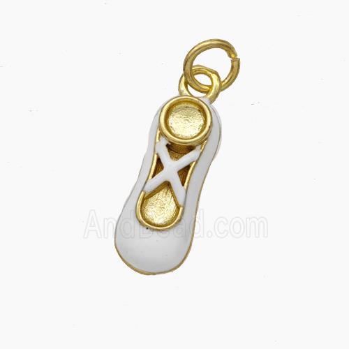 Copper Shoes Charms White Enamel Gold Plated