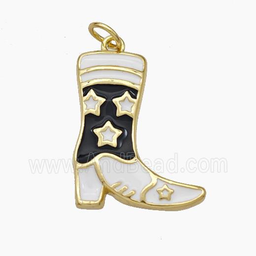 Cowboy Boots Charms Copper Shoes Pendant Enamel Gold Plated