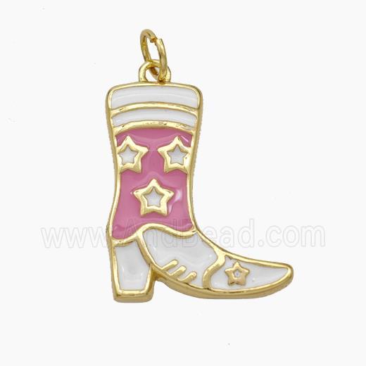 Cowboy Boots Charms Copper Shoes Pendant Enamel Gold Plated