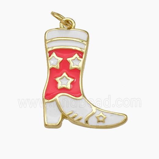 Cowboy Boots Charms Copper Shoes Pendant Enamel Gold Plated