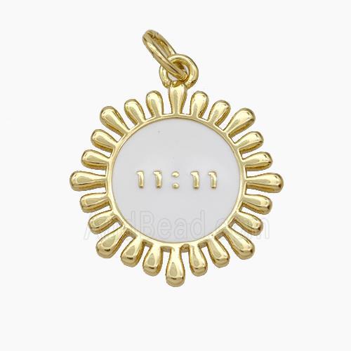 Copper Sunflower Pendant White Enamel Double 11 Gold Plated