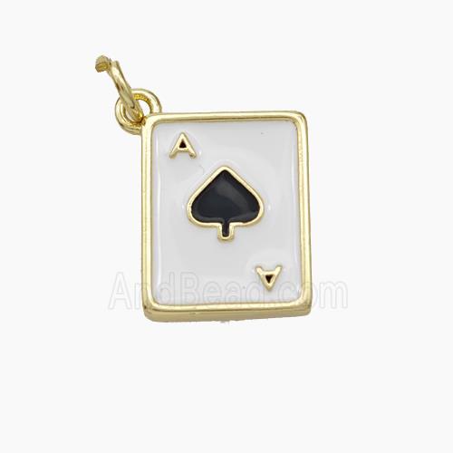 ACE of Spade Playing Card Copper Pendant Red Enamel Gold Plated