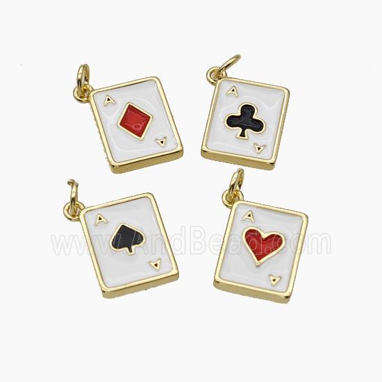 Playing Card Charms Copper Poker Card Pendant Enamel Mixed
