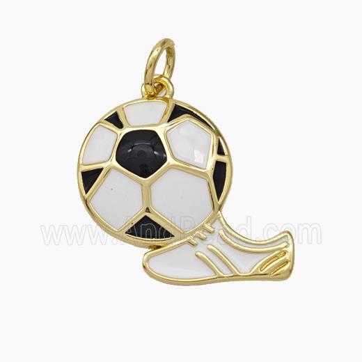 Football And Boots Charms Copper Pendant Enamel Shoe Gold Plated