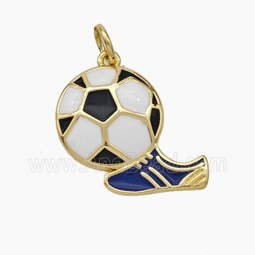 Football And Boots Charms Copper Pendant Enamel Shoe Gold Plated