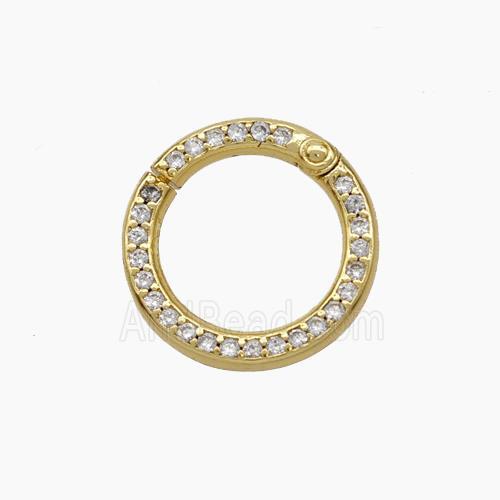 Copper Carabiner Clasp Micropave Zirconia Circle Gold Plated