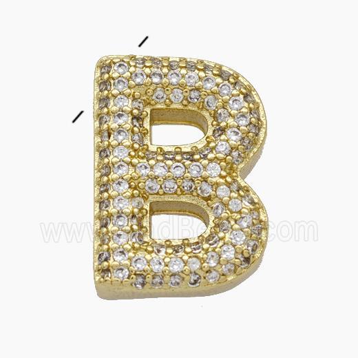 Copper Letter-B Pendant Pave Zirconia Gold Plated