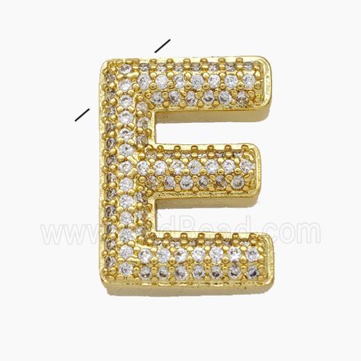 Copper Letter-E Pendant Pave Zirconia Gold Plated