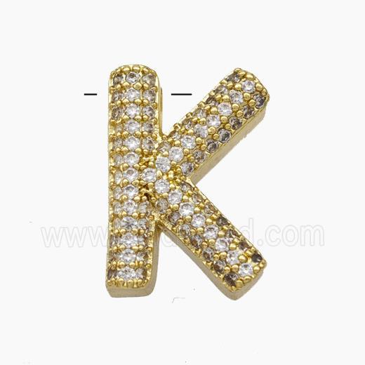 Copper Letter-K Pendant Pave Zirconia Gold Plated