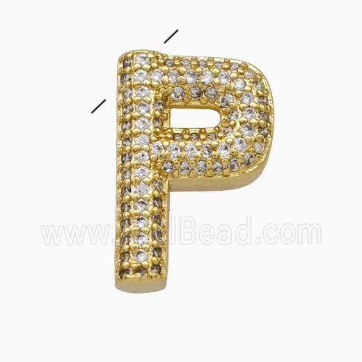 Copper Letter-P Pendant Pave Zirconia Gold Plated