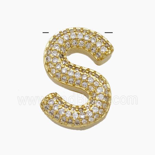 Copper Letter-S Pendant Pave Zirconia Gold Plated