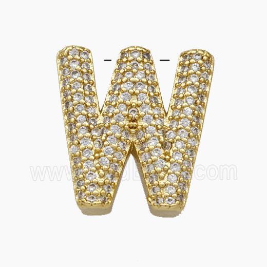 Copper Letter-W Pendant Pave Zirconia Gold Plated