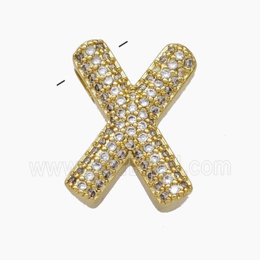 Copper Letter-X Pendant Pave Zirconia Gold Plated