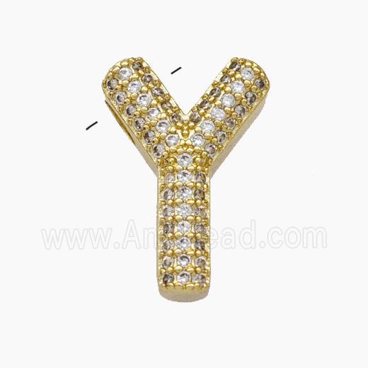 Copper Letter-Y Pendant Pave Zirconia Gold Plated
