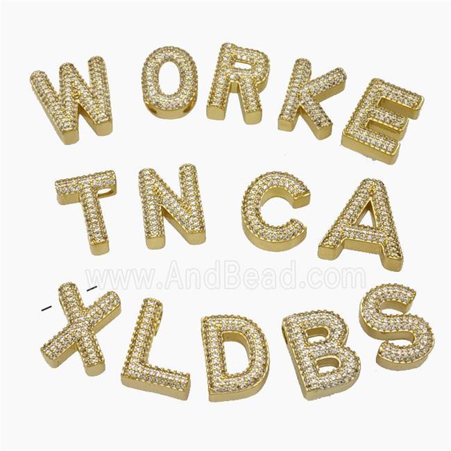 Copper Letter Pendant Pave Zirconia Gold Plated Mix Alphabet