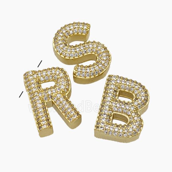 Copper Letter Pendant Pave Zirconia Gold Plated Mix Alphabet