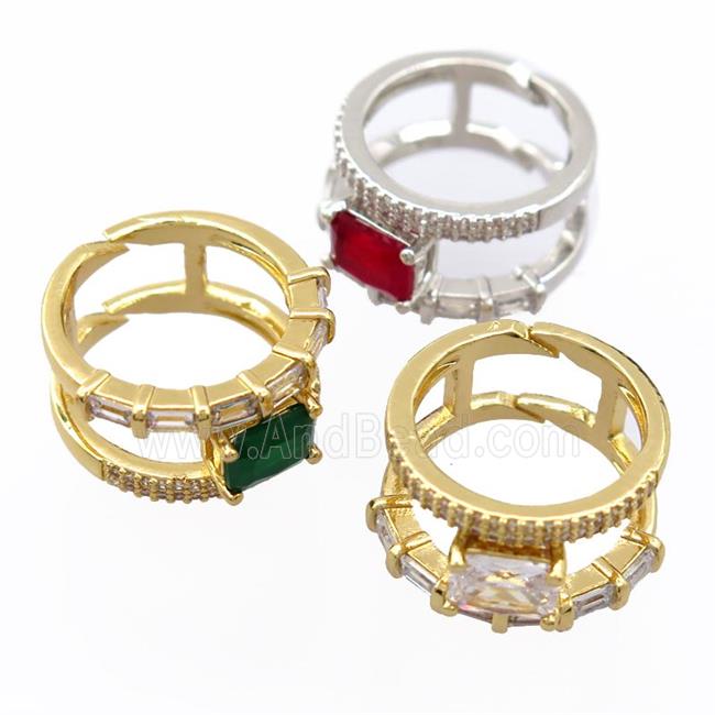 copper Rings pave zircon, resizable, mixed