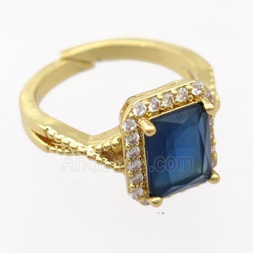 copper Rings pave zircon, resizable, gold plated