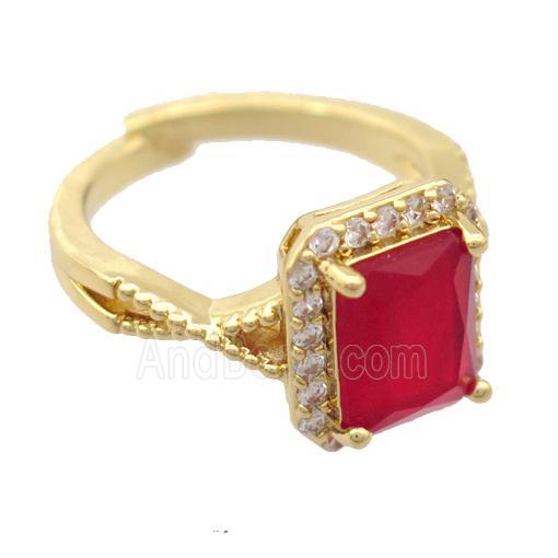 copper Rings pave zircon, resizable, gold plated