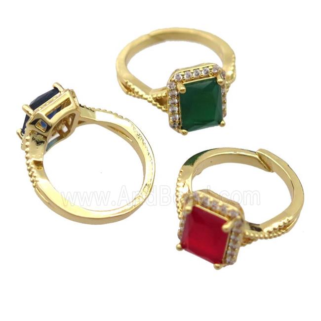 copper Rings pave zircon, resizable, mixed, gold plated