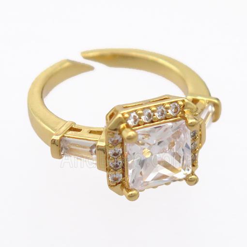 copper Rings pave zircon, resizable, gold plated