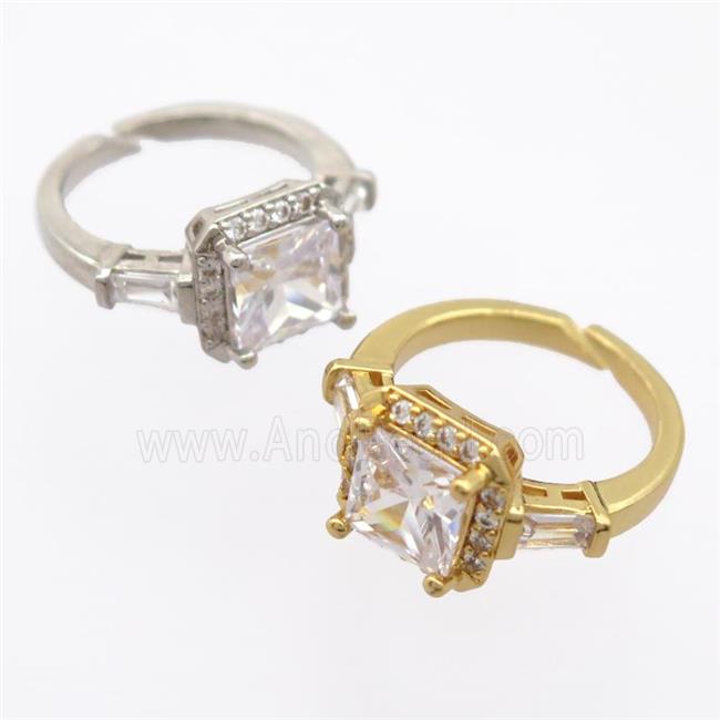 copper Rings pave zircon, resizable, mixed