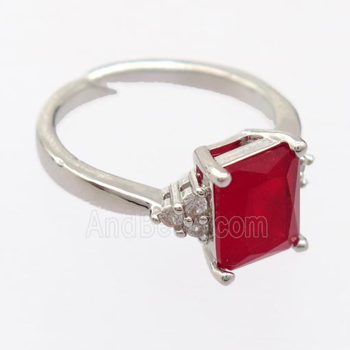 copper Rings pave zircon, resizable, platinum plated