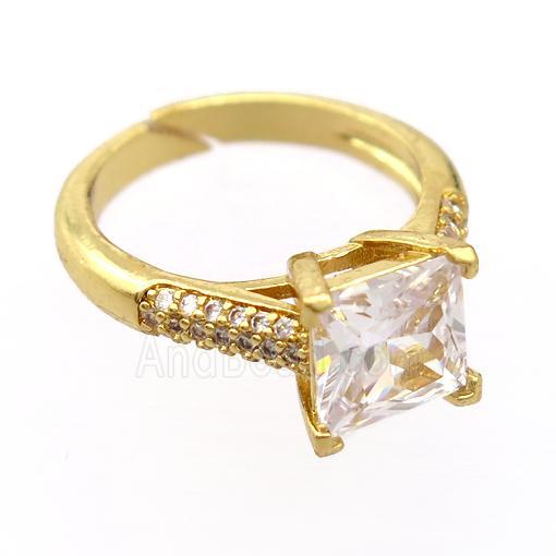 copper Rings pave zircon, resizable, gold plated
