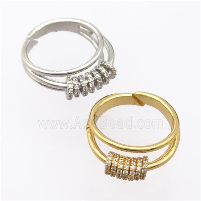 copper Rings pave zircon, resizable, mixed