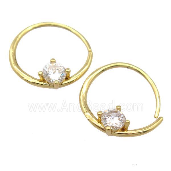 copper Hoop Earrings pave zircon, gold plated