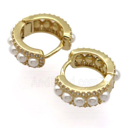copper Latchback Earrings pave zircon, gold plated