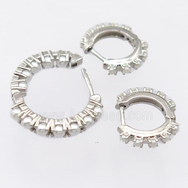 copper Latchback Earrings, platinum plated