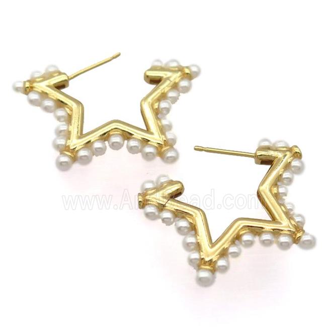 copper Stud Earrings, star, gold plated