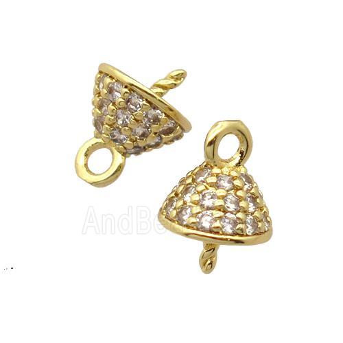 copper bail pave zircon, gold plated