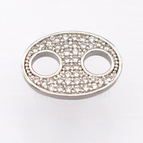 copper connector pave zircon, platinum plated