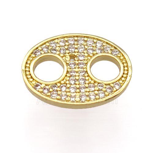 copper connector pave zircon, gold plated