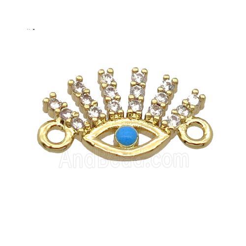 copper eye connector pave zircon, gold plated