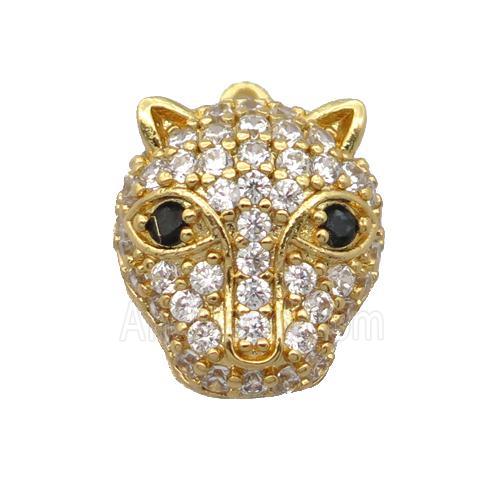 copper pendant pave zircon, foxhead, gold plated