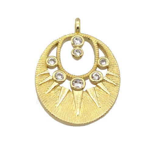 copper pendant pave zircon, gold plated