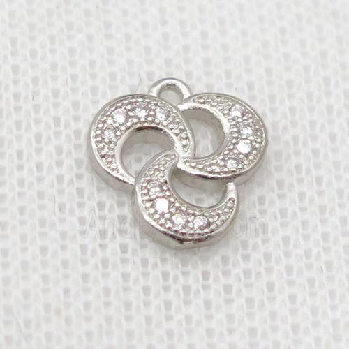 copper pendant pave zircon, platinum plated