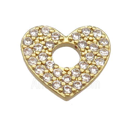 copper heart pendant pave zircon, gold plated