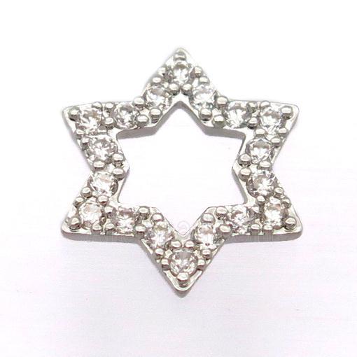 copper david star pendant pave zircon, platinum plated