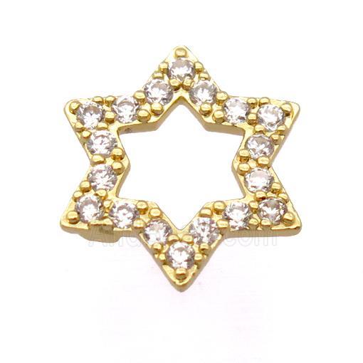 copper david star pendant pave zircon, gold plated