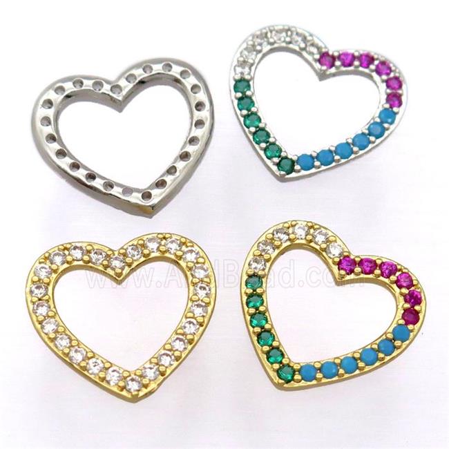 copper heart pendant pave zircon, mixed