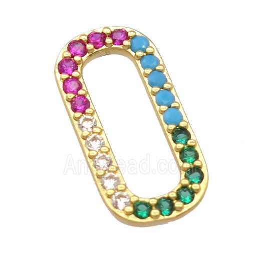copper oval pendant pave zircon, gold plated