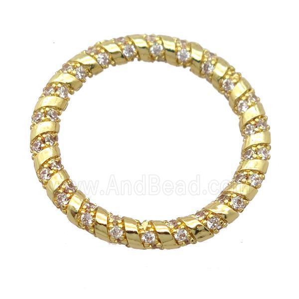 copper circle pendant pave zircon, gold plated